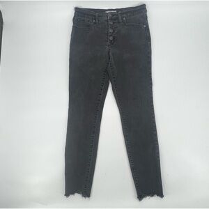 Madewell Black 9” High Rise Skinny Rough Hem Button Fly Jeans Size 28 Women’s